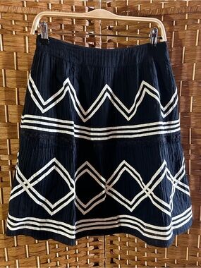 LIL by Liliana Geometric Tiered Skirt Size 2 Black Cream Cotton Blend Lined Boho